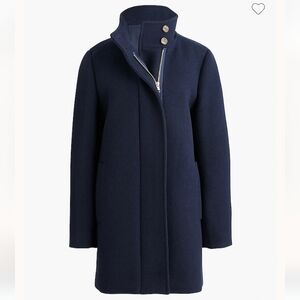 JCREW Navy Wool Blend Stand Up CITY Collar Peacoat Coat 8P 8 J.CREW BUTTON NECK